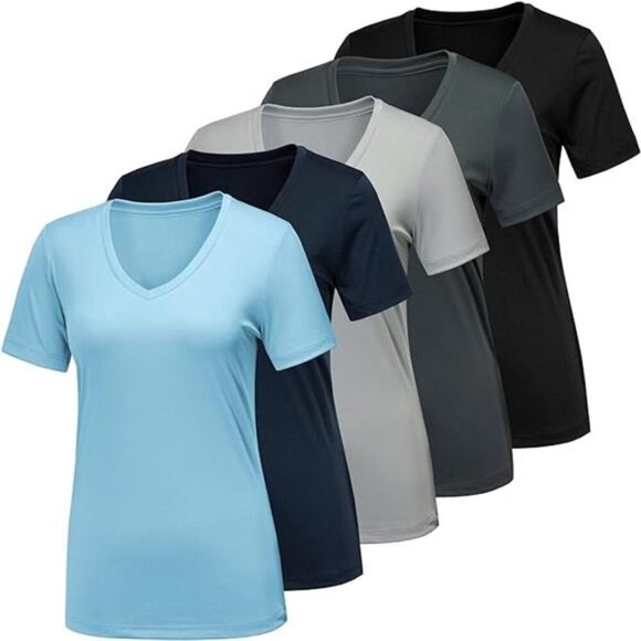 Workout Shirts for Women, Moisture Wicking Quick Dry Active Athletic Women's Gym - Picture 7 of 7
